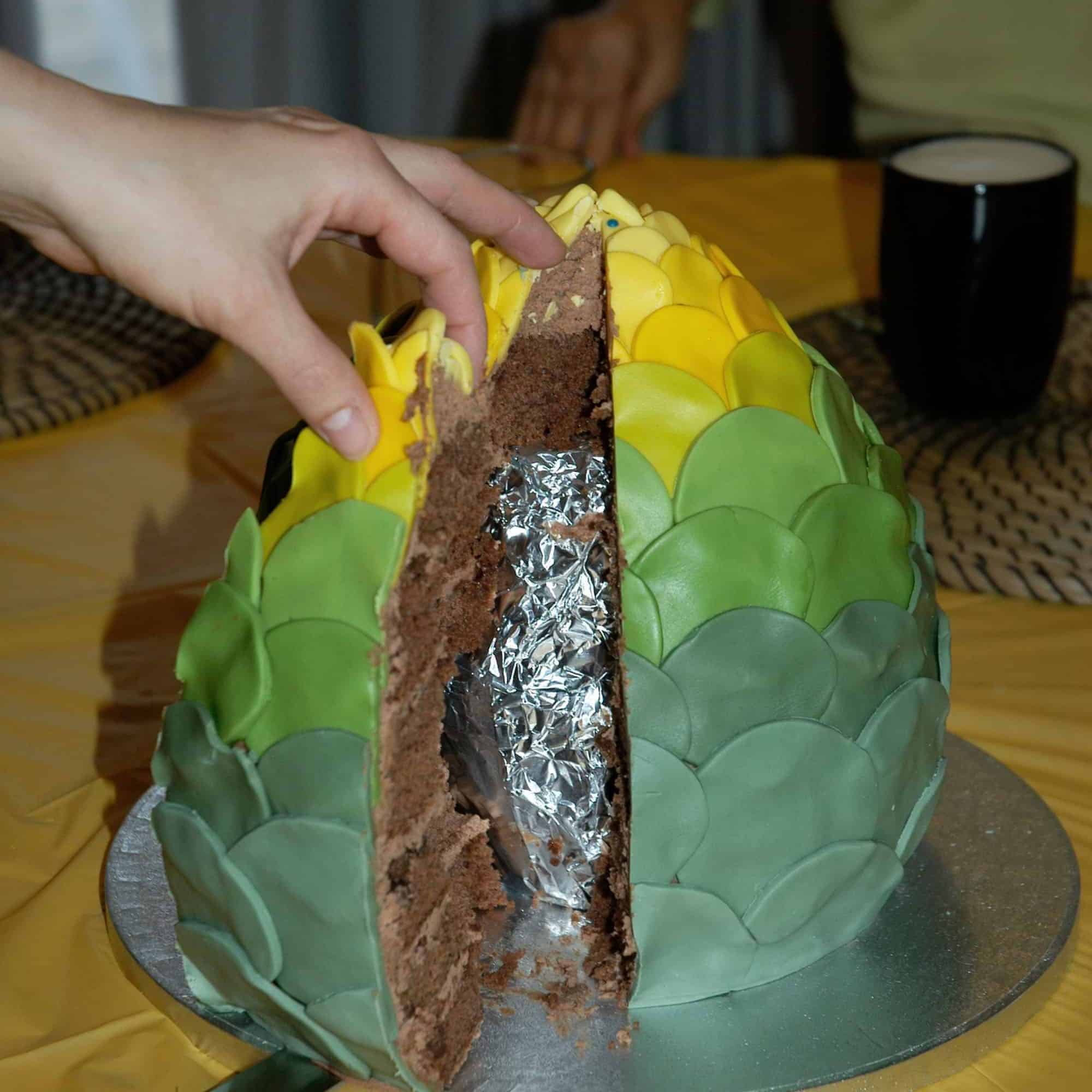 Dragon egg cake with a surprise inside