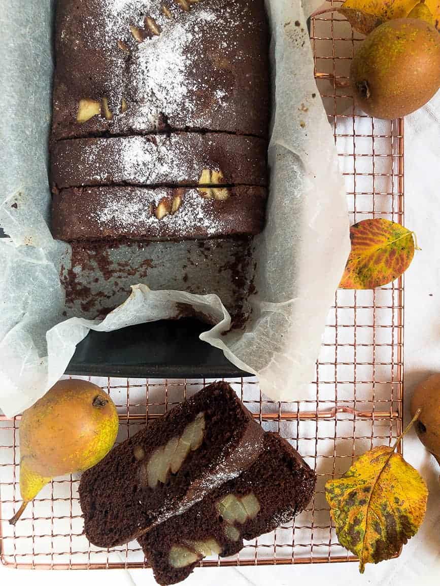 Easy Gluten-free Chocolate Pear Loaf Cake