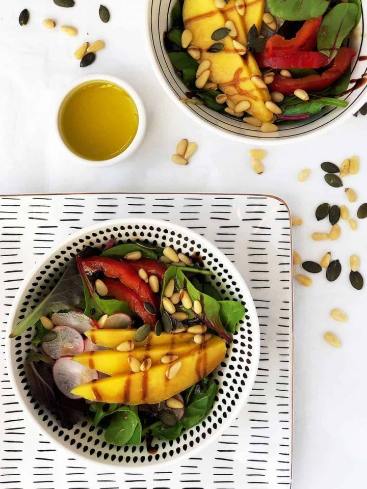 Green Mango and Pine Nuts Salad with Homemade Honey and Mustard Dressing