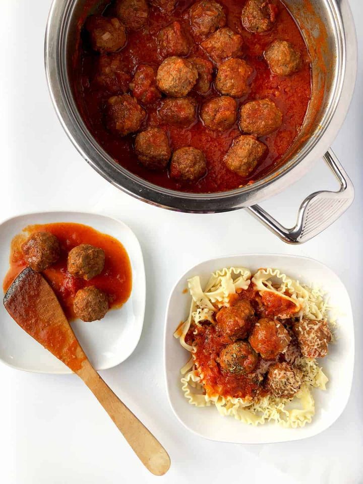 Beef Meatballs in Tomato Sauce with pasta