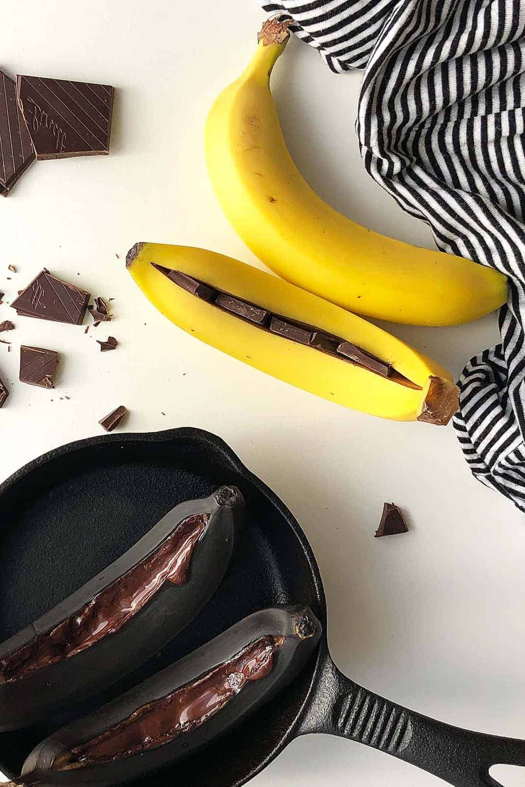 Chocolate Baked Bananas in the Oven