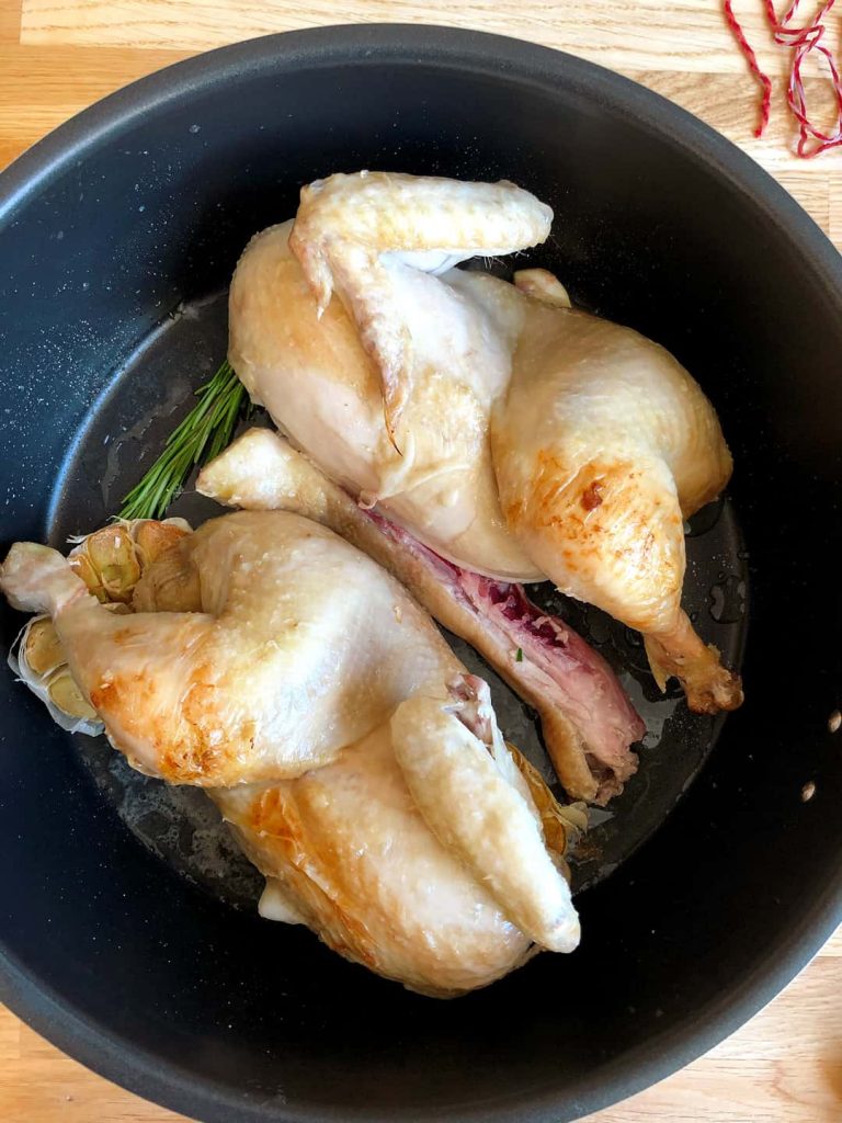 Spatchcock medium chicken in 4 L remoska