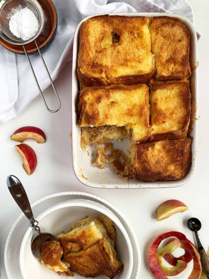 Layered Brioche Bread Pudding with Grated Apples