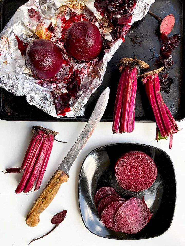 whole roasted beetroot in foil